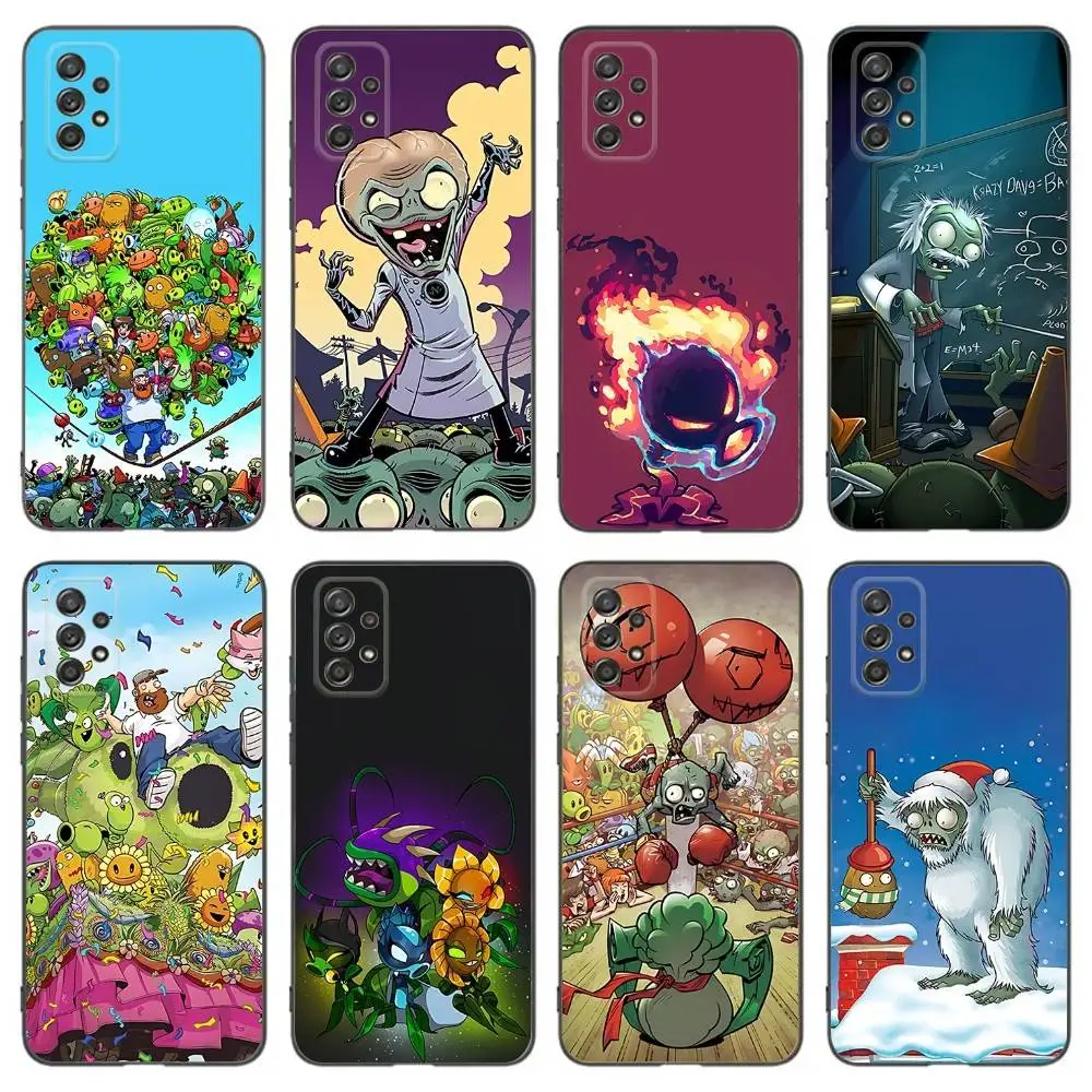 حافظة هاتف P-Plants vs Cool Z-Zombies لهاتف Samsung Galaxy A 91,80,73,72,53,52,51,22,5G,Plus,J,Note غطاء أسود ناعم