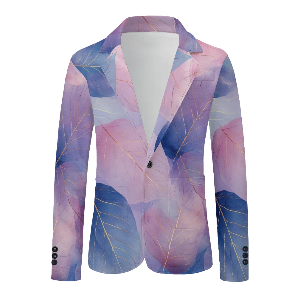 

Mens Blazer Classic Leaf Handsome Suit Printed Cool Vintage Jacket One Button Slim Fit Coat Holiday Work Blazers Plus Size 9XL