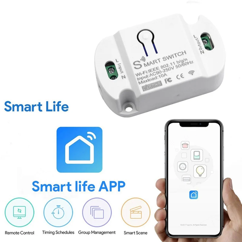 THIVN-Tuya Wifi Smart Switch 10A Wireless Timer Smart Life APP وحدة أتمتة التحكم الصوتي