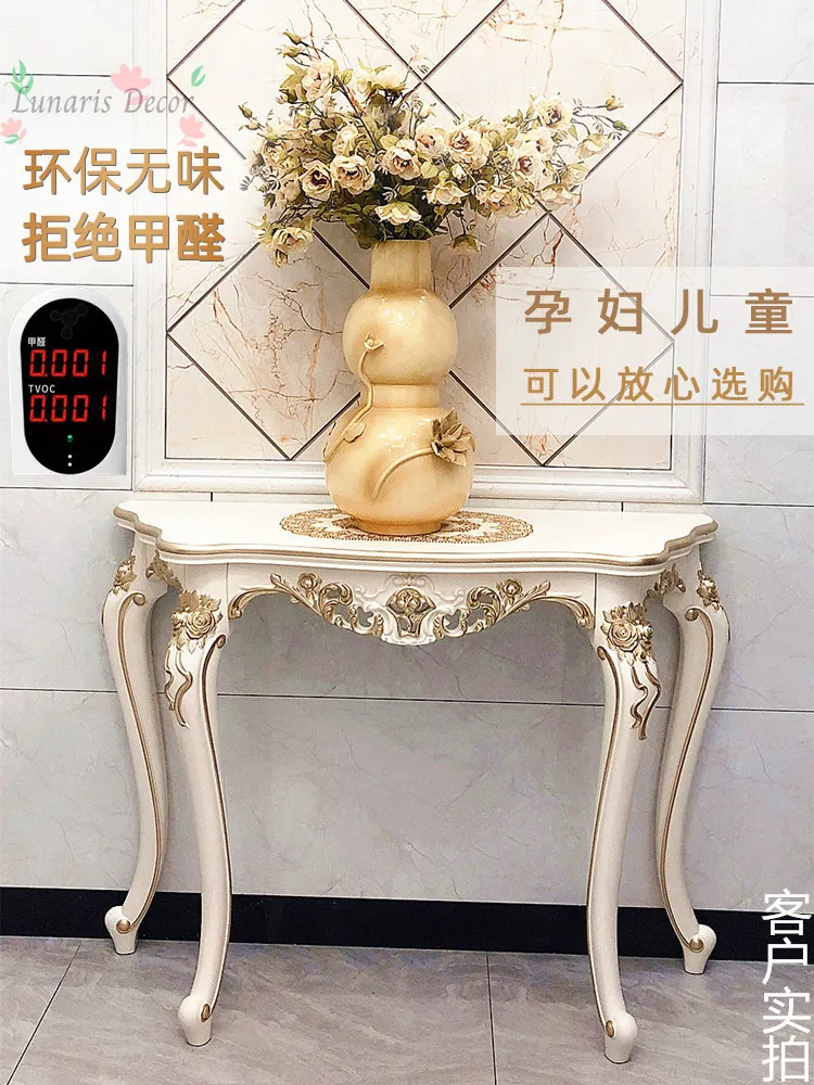 European-style entrance cabinet against the wall, corridor table, decorative table, shelf, light luxury style, door entry
