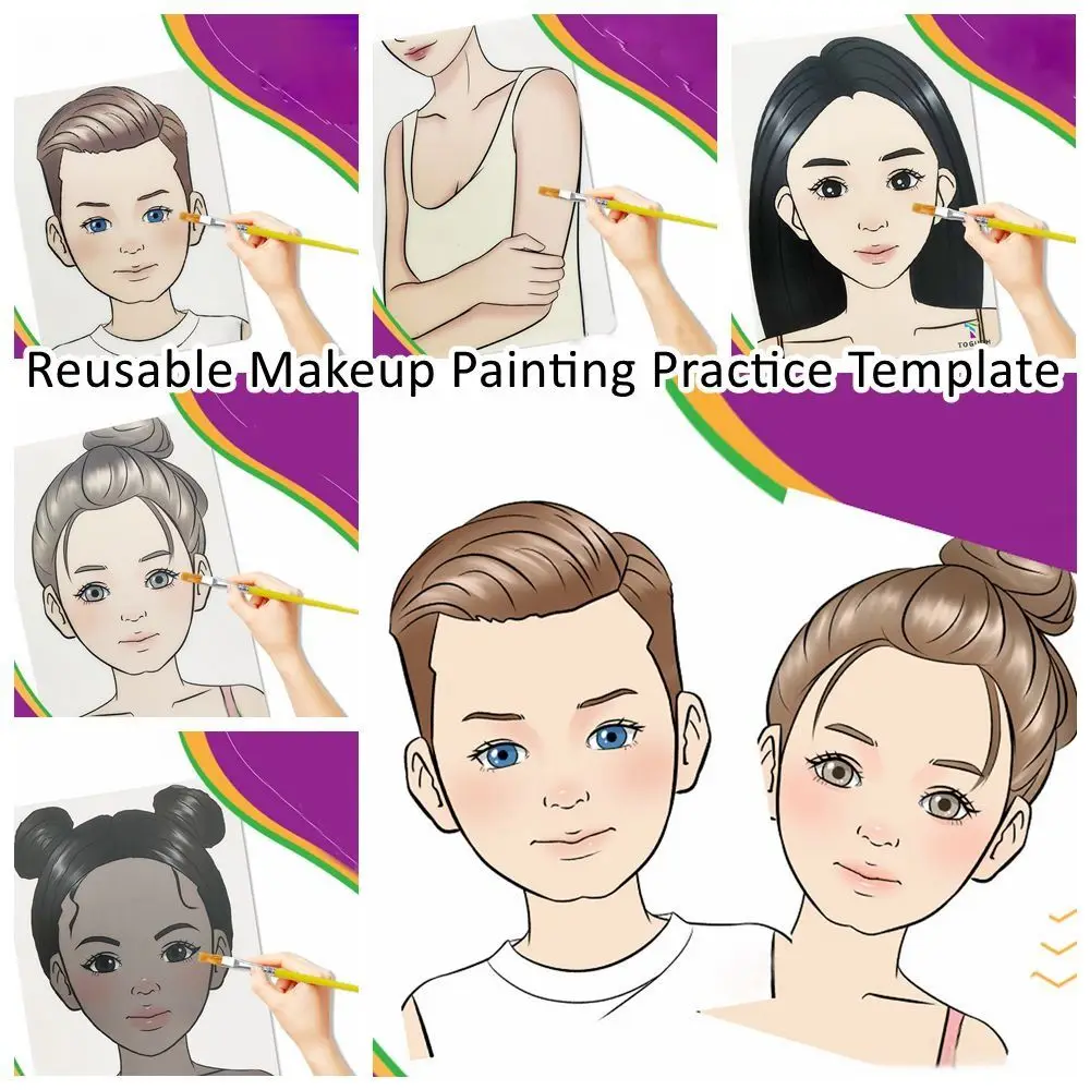 Washable Painting Exercise Template Reusable Face Painting Stencil Painting Practice Board Makeup Paint Template Tool Portable