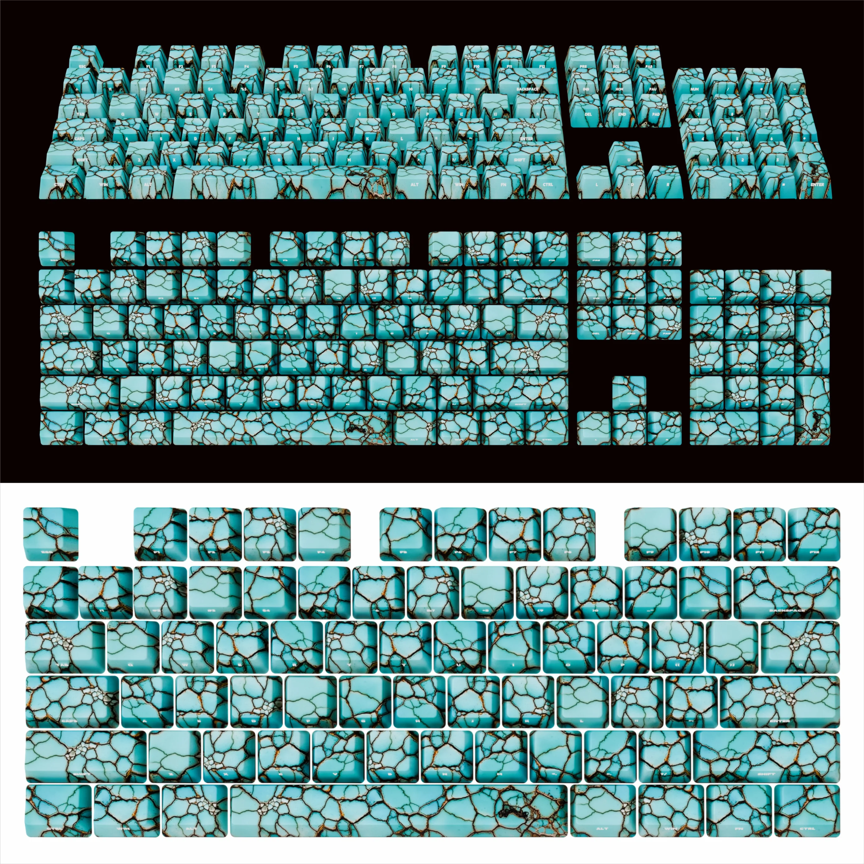 Turquoise keycap original side engraved 137 keys PBT five-sided sublimation mechanical keyboard cross shaft universal