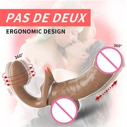 Dual Head Vibrator Rotates Shapes And PosturesAdult Sex Toys Double Huge Realistic Dildo Suction Cup For Lesbian For Women 18