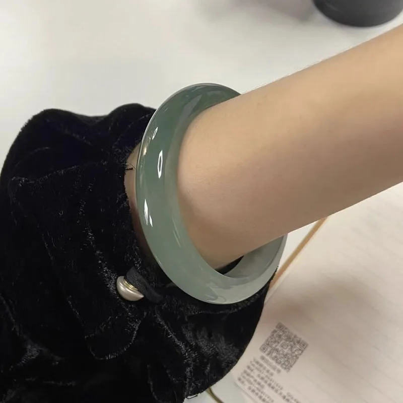 Myanmar Jade Bangle, Oil Green Jade Bangle for Women, Ice-Type Imperial Consort Jade Bangle, Half Mountain Water Jade, Perfect C