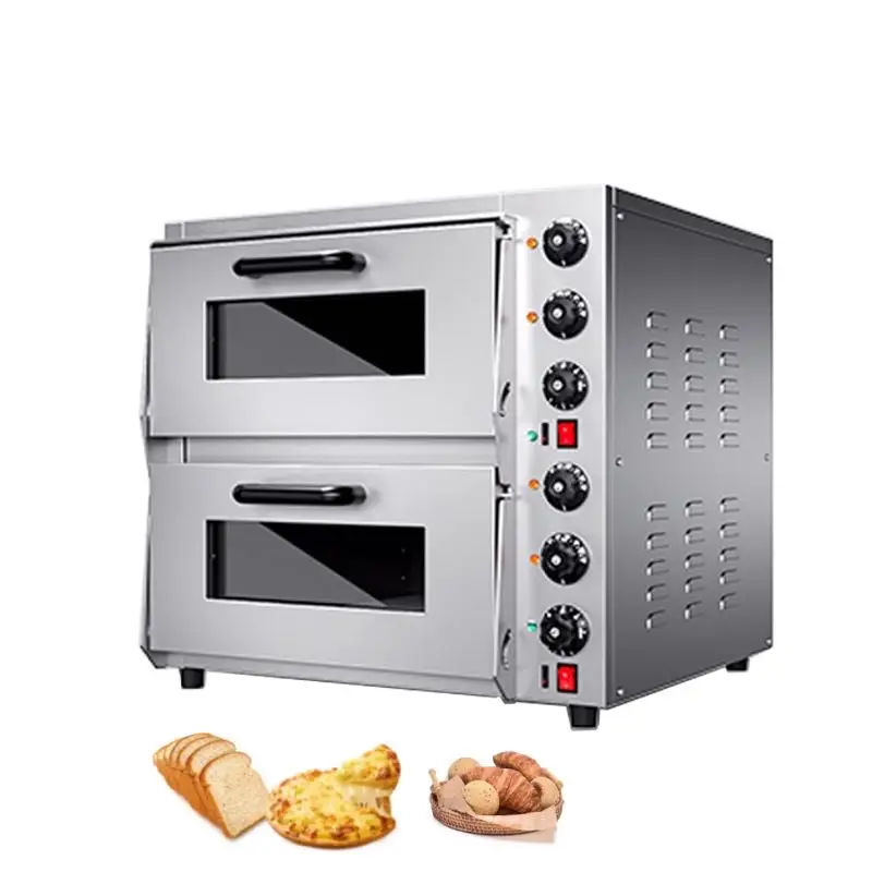 Commercial Kitchen Two-story Six-knob Oven Pizza Bread Electric Stainless Steel 220v 2 Layers 2 Forno Pizza 4kw