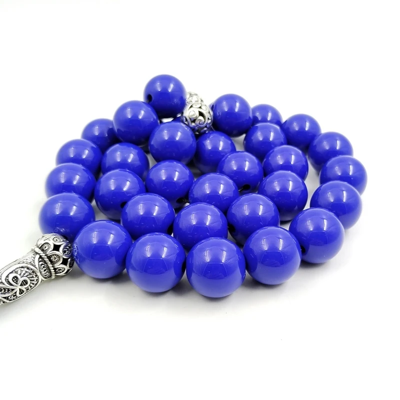 Tasbih Blue resin 20mm big size Muslim prayer beads Eid gifts Ramadan islamic misbaha arabic rosary accessories on hand