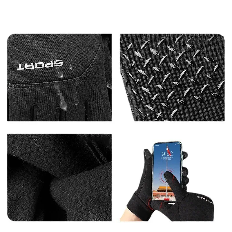 شاشة تعمل باللمس قفازات الشتاء الدافئة للرجال والنساء مقاوم للماء يندبروف ركوب الدراجات في الهواء الطلق الباردة والدليل على المضادة للانزلاق قفازات ركوب الخيل #4