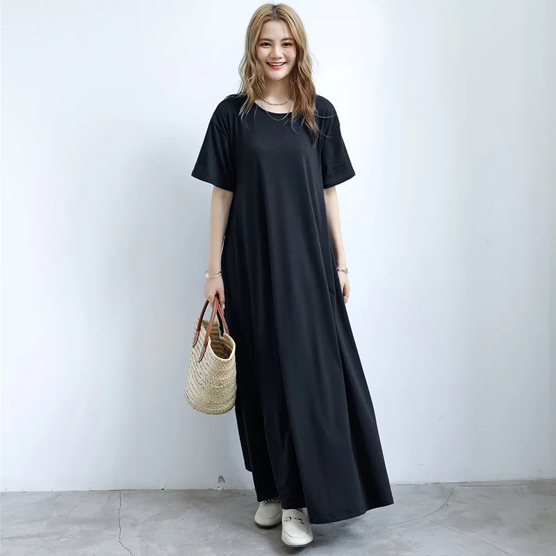 Fdfklak Japanese Large Size A Line Night Dress Loose Summer Short Sleeve Nightgowns For Women Long Nightshirt Sleepwear Female