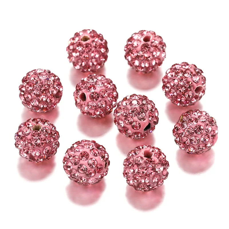 10mm 19Colors Czech Crystal Rhinestones Pave Clay Round Disco Ball Loose Spacer Beads Bracelet Necklace earring Making 10pcs/lot