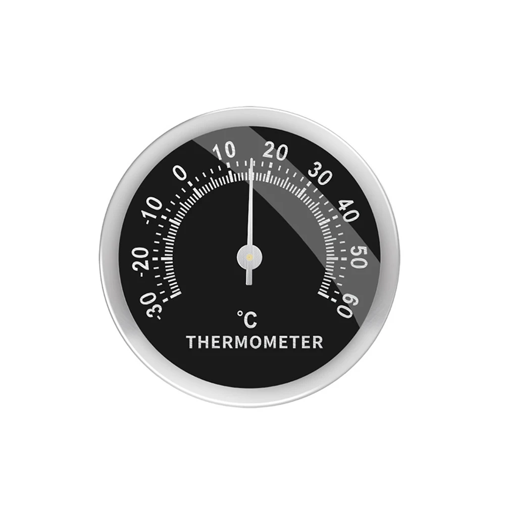 Mini Thermometer Mechanical No Battery Analog 58mm Car Temperature Gauge with Double-sided Sticker -30°C~60°C Measuring Range