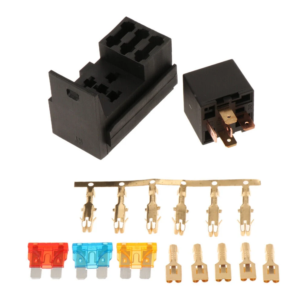 Heavy Duty 4Slot Relay Fuse Holder Box  25A Relay Seats  3 Fuse Slots  Easy Installation Perfect for Marine  Truck  SUV  Camper