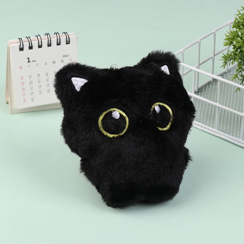 Kawaii Black Cat Plush Toys Soft Fluffy Cute Cartoon Animal Cat Stuffed Doll Baby Toys Plushie Birthday Gift For Kids Girls