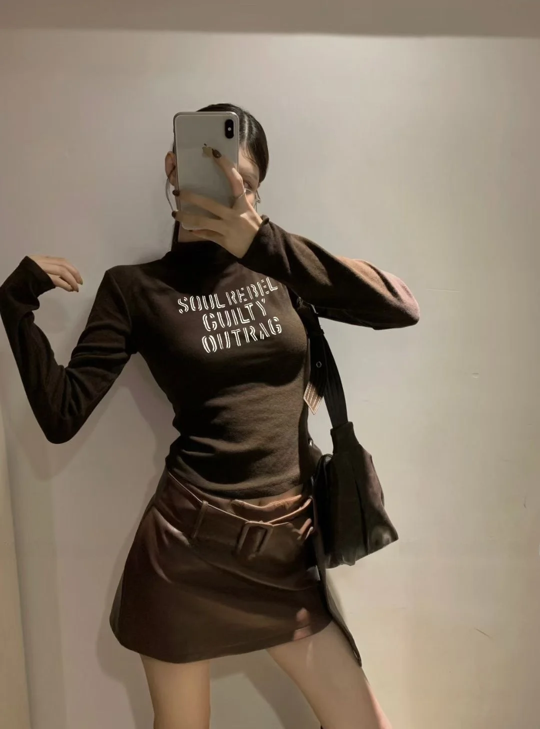 تي شيرت كوري أنيق طويل Sve مستدير Ne مطبوع عليه حروف تي شيرت نسائي بقصة ضيقة قاعدة irt قطن قابل للتنفس للتنقل Sle #2