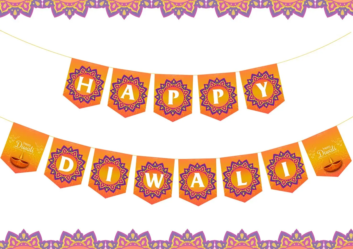 

Funmemoir Happy Diwali Banner Indian Festival of Lights Party Decoration Bunting Banner for Hindu Deepavali Party Decor Supplies