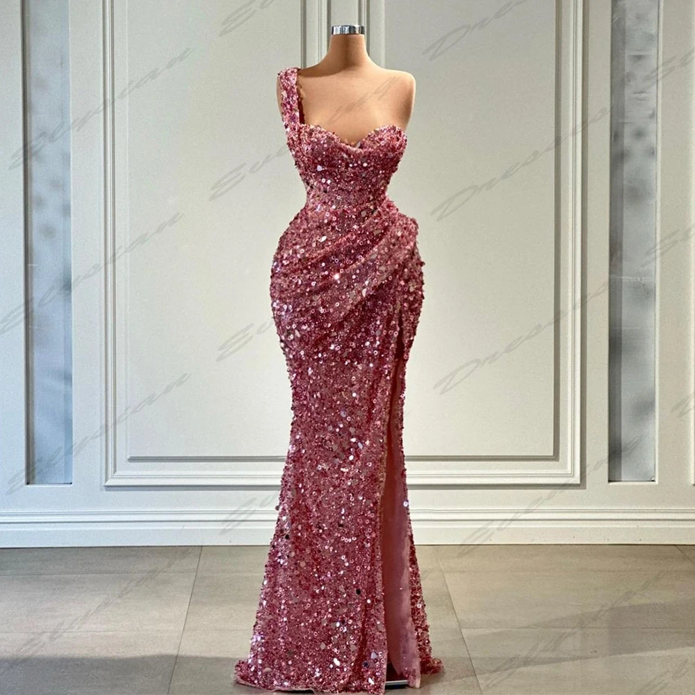 

Fascinating Romantic New Party Evening Dresses For Women Luxurious Sparkling Beading Sexy Off Shoulder Sleeveless Prom Gowns