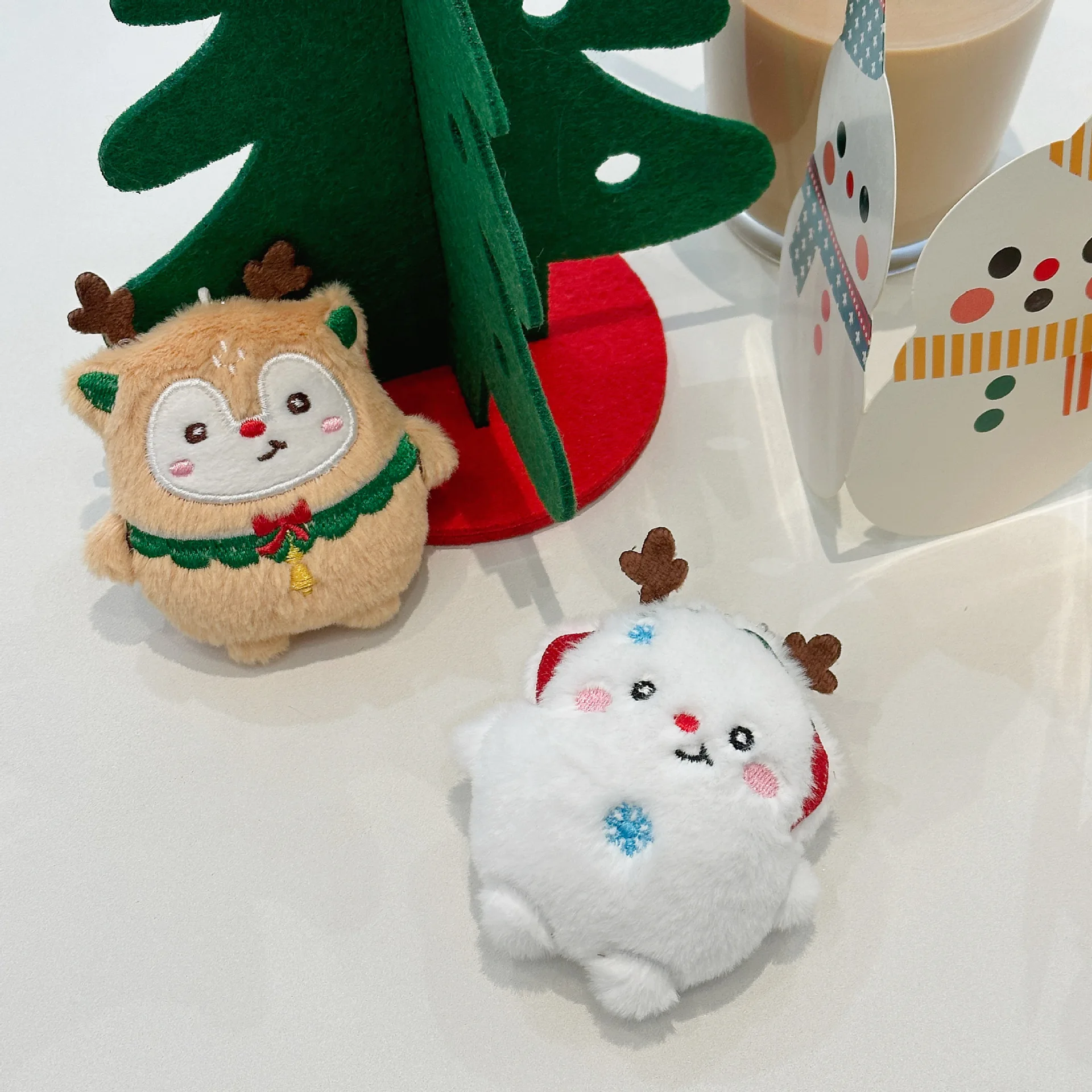 Weihnachten Plüsch Anhänger Santa Claus Rentier Schneemann Niedlichen Cartoon Schlüsselbund Kreative Rucksack Dekoration Urlaub Geschenk Ornament