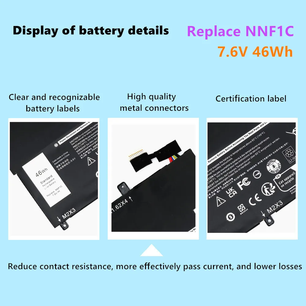 NNF1C HMPFH Laptop Battery For Dell XPS 13 9365 -D1605TS D1805TS D2805TS D3605TS D3805TS D4605TS Series 7.6V 46Wh