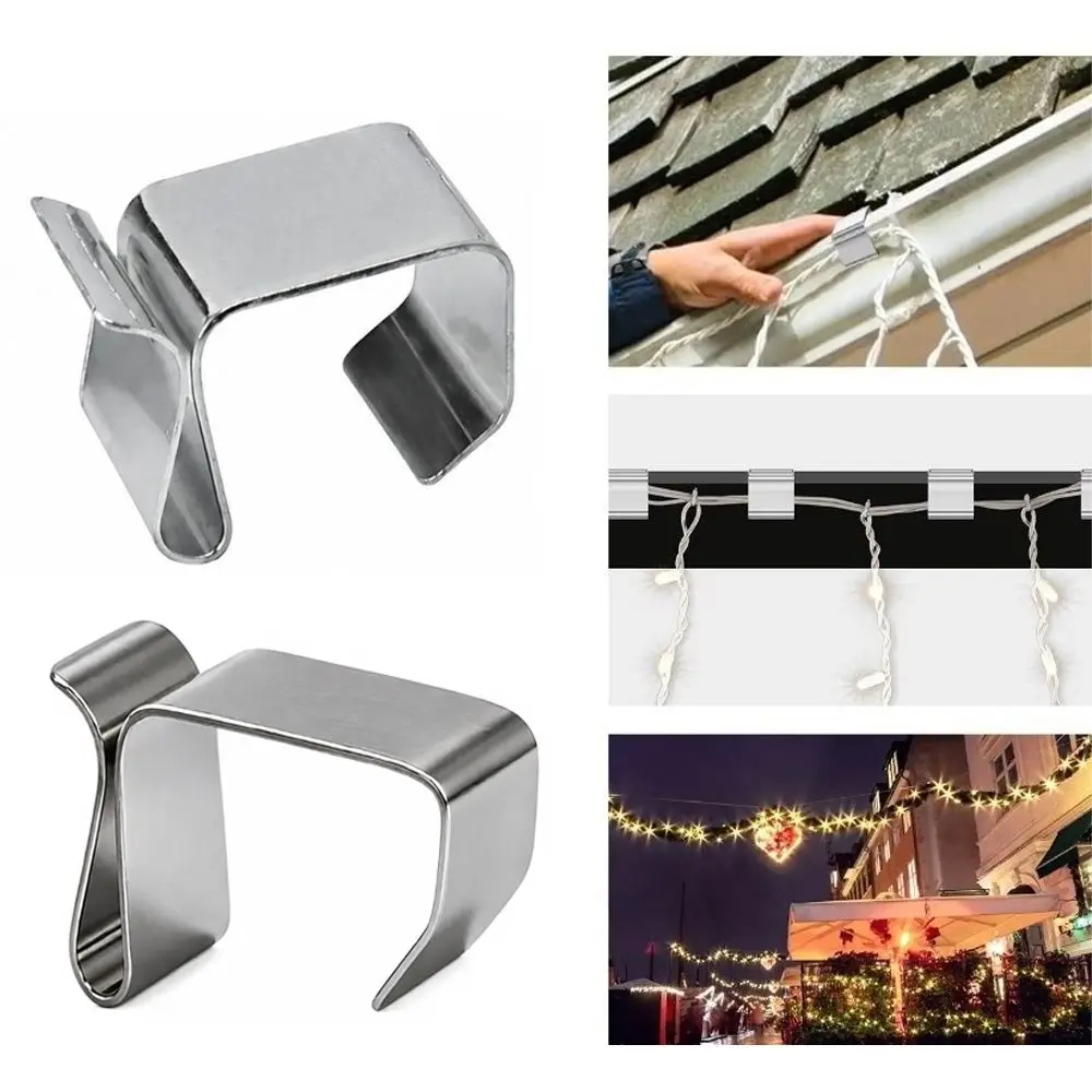 10pcs Stainless Steel Christmas Gutter Hooks Fence Isolator Mini Gutter Light Clip String Light Holder String Light Installation