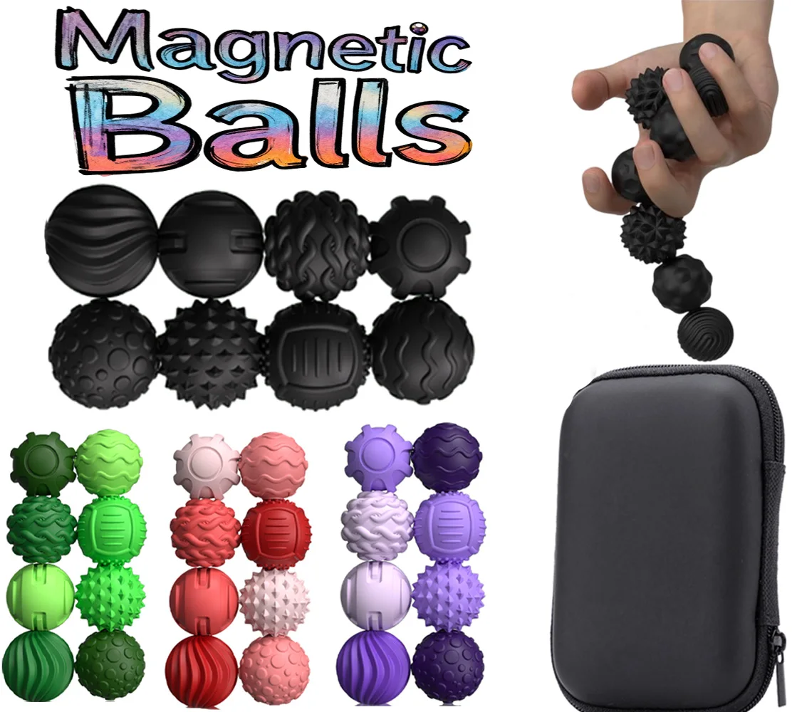 

Magnetic Silicone Sensory Balls Fidget Toy Worry Balls Autism Calming Fidgeting Toy Kid Adults Anxiety Relief Stress Sensory Toy