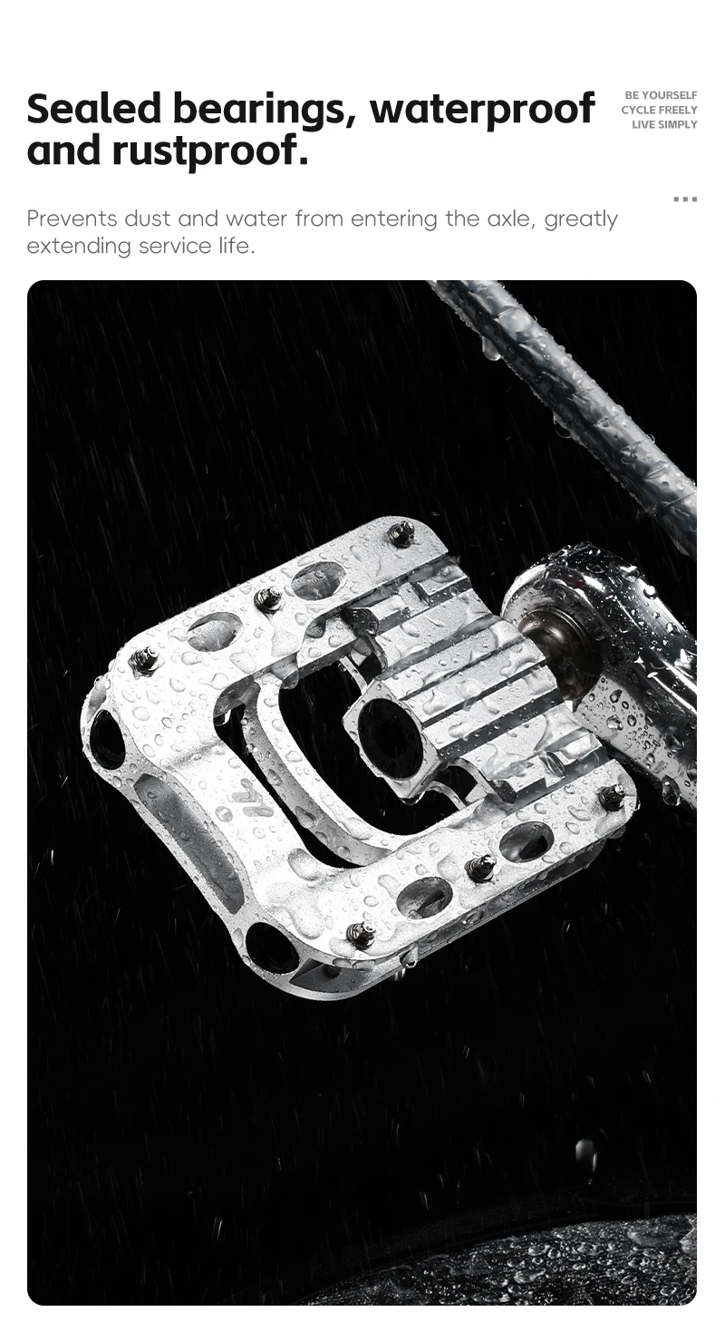 WEST BIKING Faltbare Fahrradpedale, Leichtgewicht, 3 Lager, Aluminiumlegierung, Rutschfest, 14mm Standardgewinde, MTB- und Rennradpedale – Detail 9