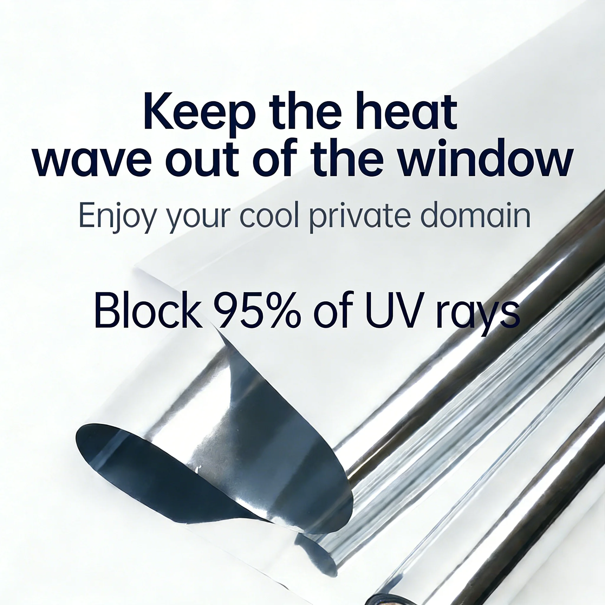 One Way Mirror Window Film Self Adhesive Privacy Heat Control Glare Reduction Anti UV for Home Office Glass