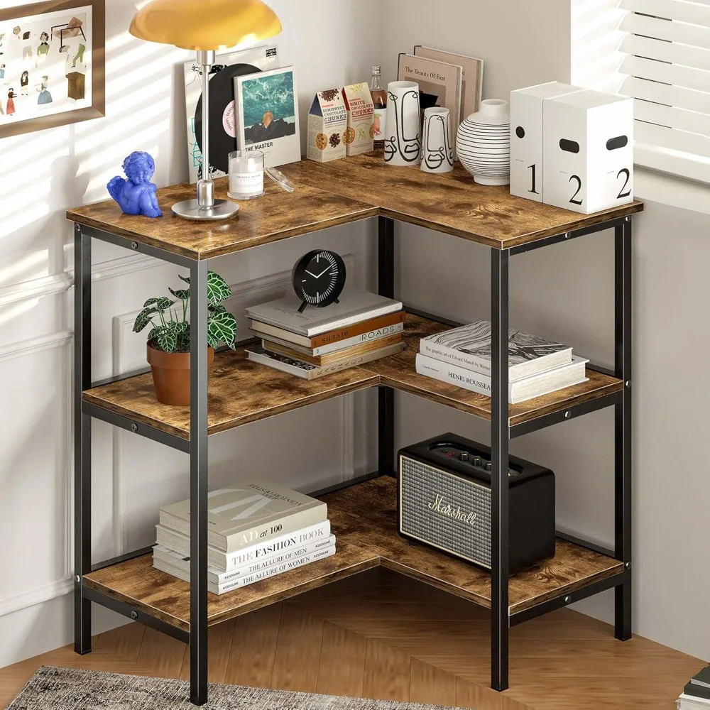 

3-Tier Corner Cabinet Table: Multipurpose Storage Organizer with Open Shelves for Home Office Space