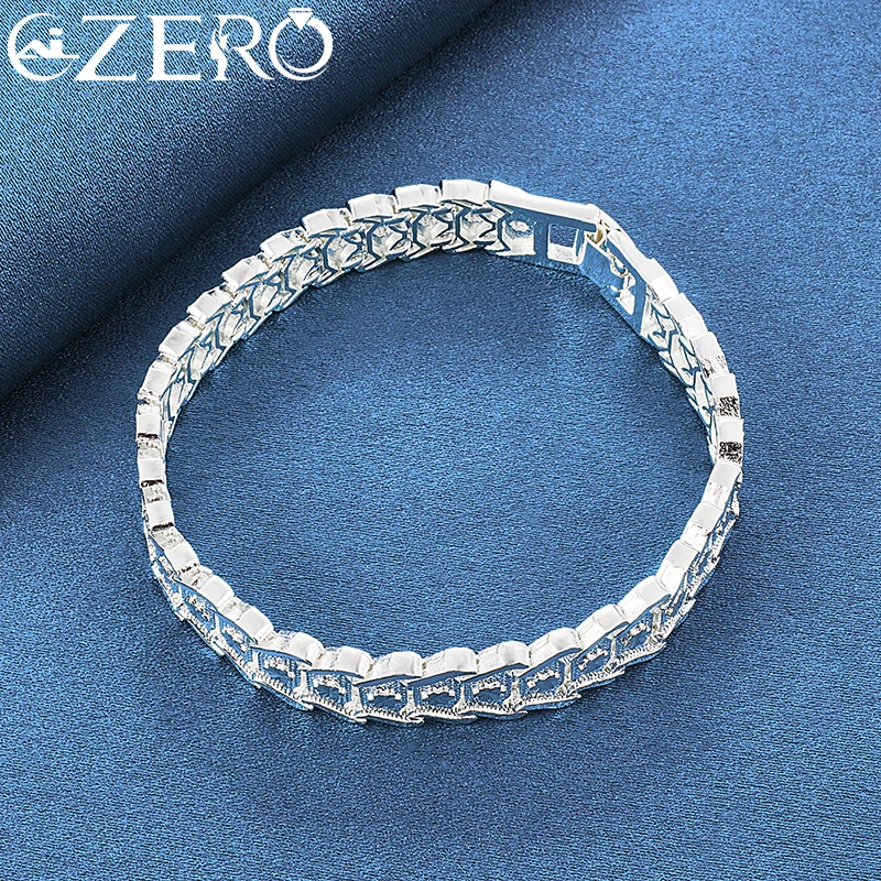 ALIZERO 925 Sterling Silver Wristband Chain Bracelet For Men Women Wedding Engagement Party Fashion Jewelry Gift