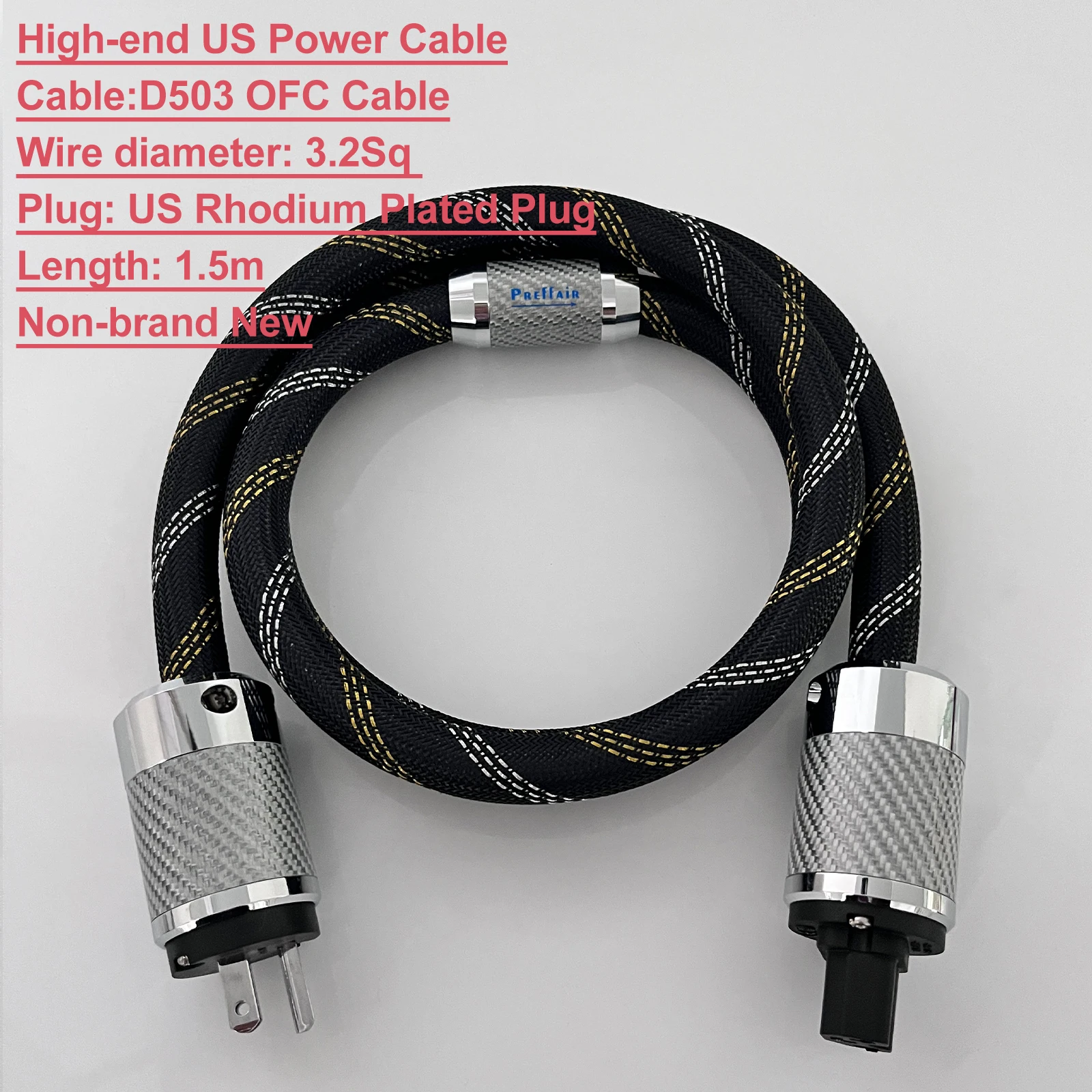 HiFi Audio Preffair AC-Stromkabel mit US/EU/UK-Version Steckern C15 Buchsen für Leistungsverstärker-Lautsprecher – Detail 18