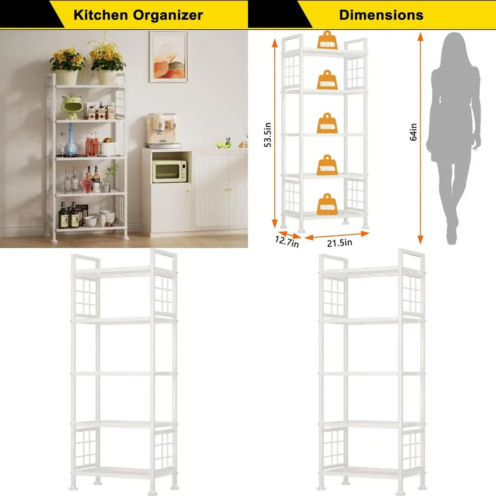 

5-Wire Metal Garage Shelving Unit, Adjustable Pantry Rack for Kitchen Storage, 750Lbs Capacity, Laundry and Bathroom Organizer (