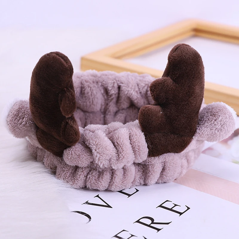 Cute Animals Ear Bow Headbands for Women Girls Fashion Coral Fleece Soft Warm Female Ladies Washing Face Hairbands Accessories