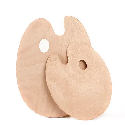 Bilashmart 1 Pcs Wooden Oval Palette,Acrylic Palette,Fine Arts Oil Painting Palette,Gouache Acrylic Painting Palette HH-03