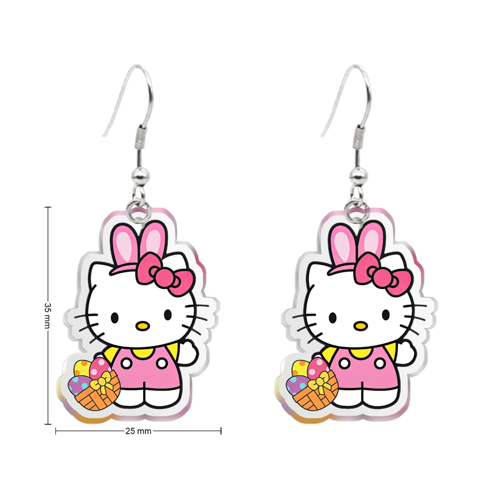 Easter Day Sanrio Hello Kitty Kuromi Easter Egg Pendant Earring Cute Design Earrings Women Girls Jewelry Accessories Kids Gift