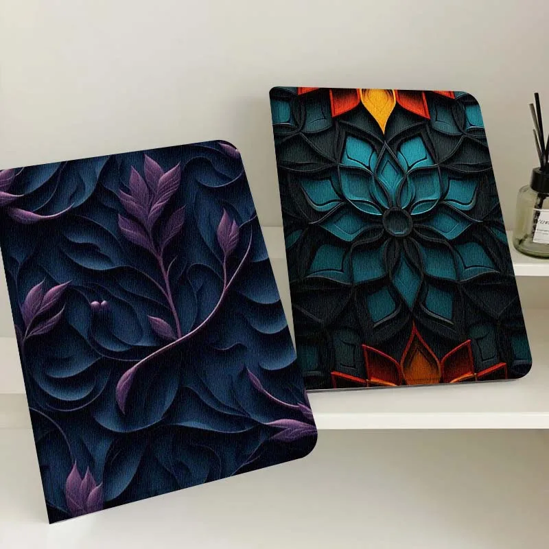 

Dark Purple Leaf Pattern For Apple iPad Pro Air 13 2 7th 6th 2025 M2 M3 M4 M512.9 13 inch Foldable Tablet Case Gift