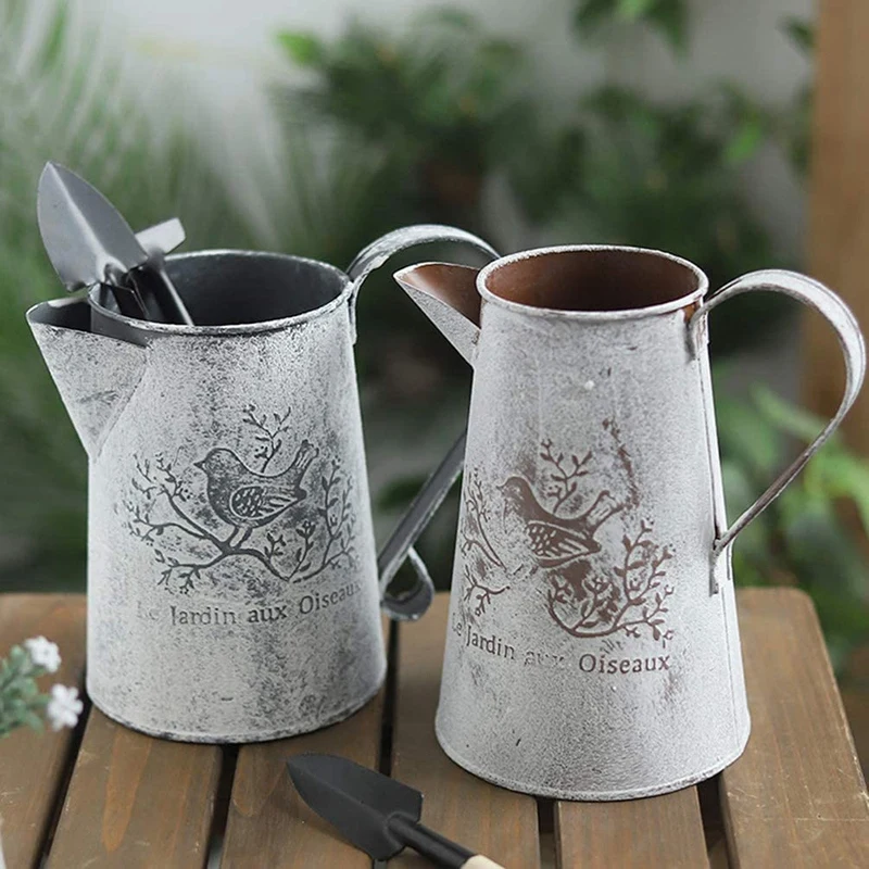 NOCM Watering Can Vase French Jug Home Decoration Garden Decoration Vase Flower Arrangement Iron Flower Making Gardening 17cm