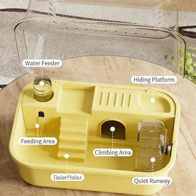 2-stöckiger Luxus-Hamsterkäfig, Ausbruchsicherer Transparenter Tragbarer Lebensraum Starter-Set für Hamster und Syrische Hamster – Detail 2