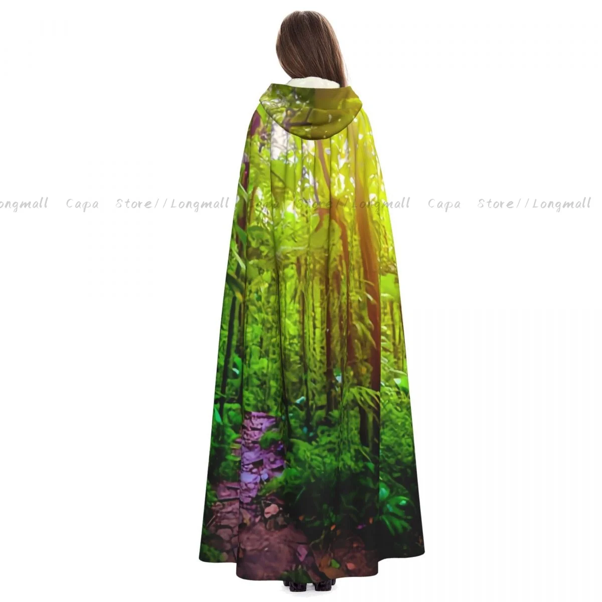 الطريق في الغابة تحت عباءة الشمس اللامعة مقنعين تأثيري حلي هالوين الكبار حفلة طويلة الرأس #4