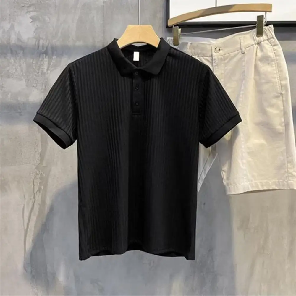 Men Short-sleeve Shirt Elegant Men's Short Sleeve Business Shirt with Slim Fit Turn-down Collar Formal Office Wear for Summer