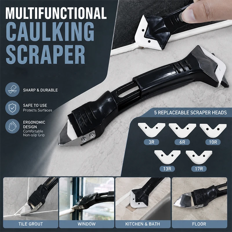 

Sealant Removal Scraper Multifunctional Caulk Finishing Spatula Glass Glue Grout Scraping Smoothing Tool