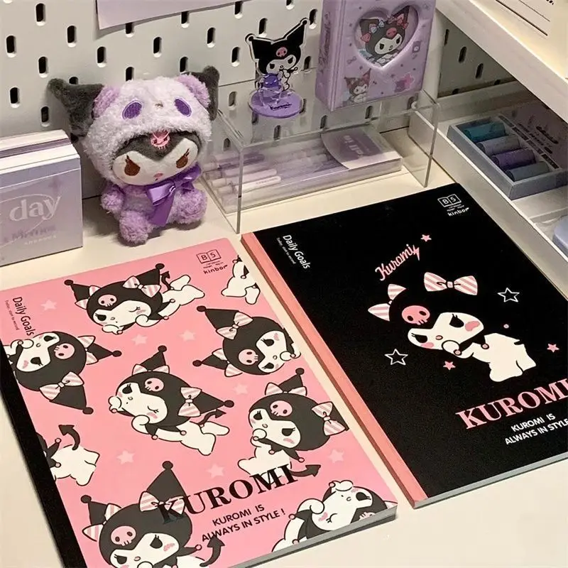 Sanrio Kuromi Cartoon Notebook B5 Grid Book Ins Girl Student Notepad Kawaii Diary Students Learning Tools Anime Gift for Kids