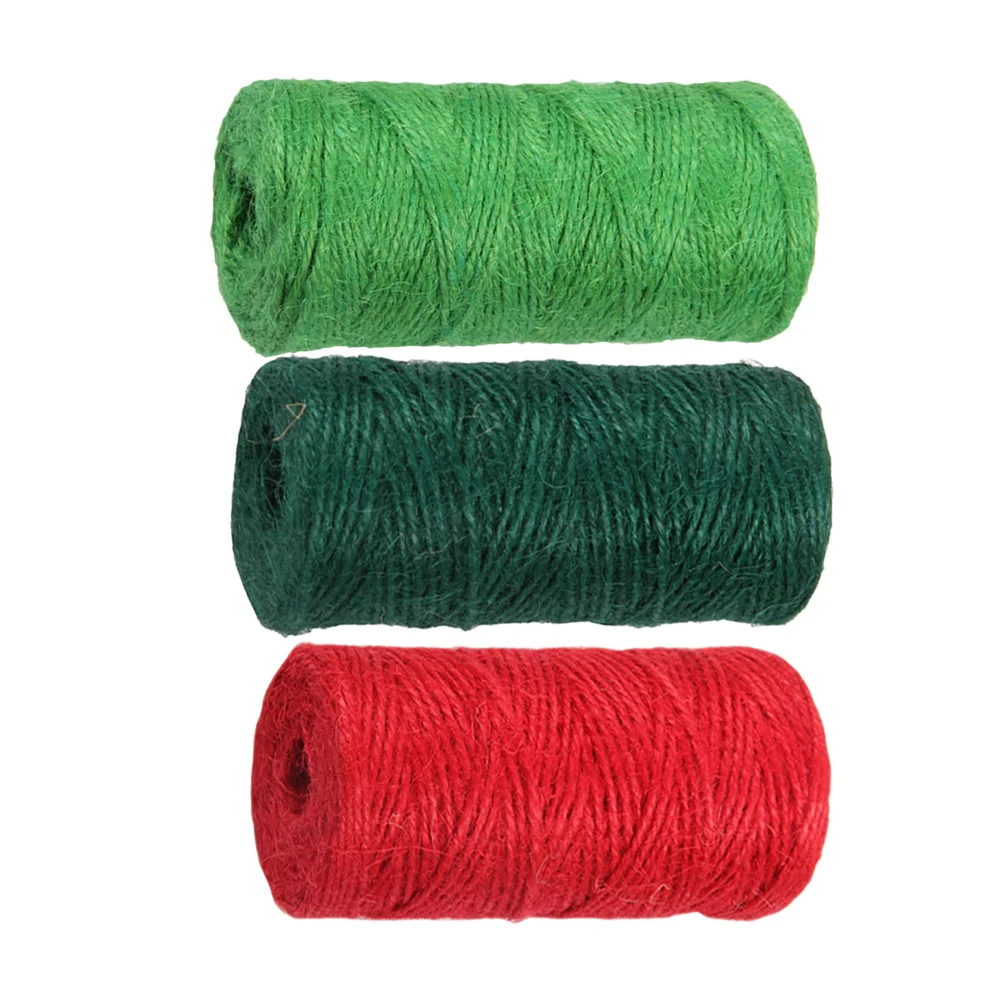 

2pcs Decorative Jute Rope Gift Wrapping Twine Colored Packaging String for Crafts Christmas (50m Red+50m Green)