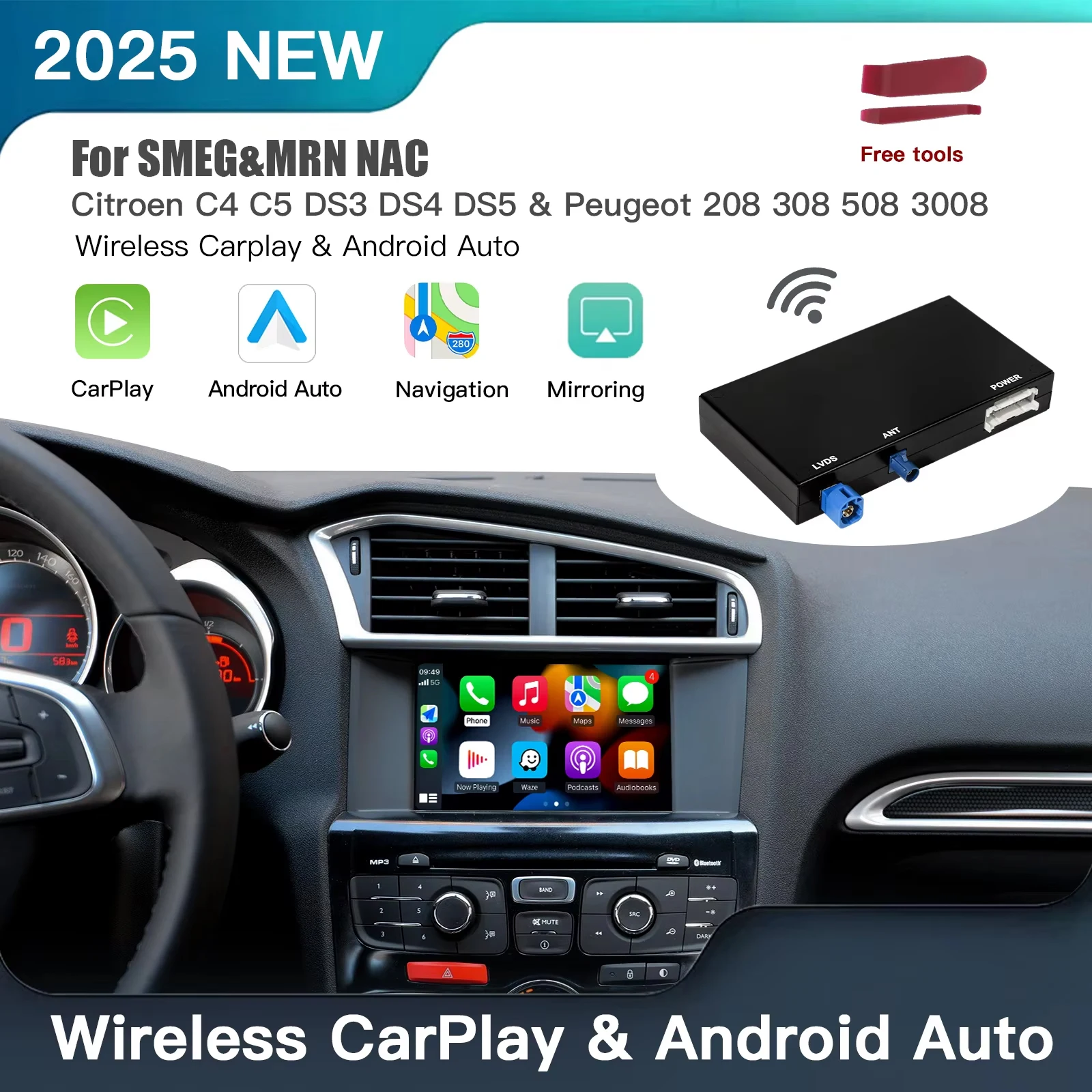 Беспроводной модуль Carplay Android Auto для Peugeot 208 308 508 3008 Citroen C4 DS3 DS4 DS5 SMEG MRN Mirror Link Multimedi Беспроводной модуль Carplay Android Auto для Peugeot 208 308 508 3008 Citroen C4 DS3 DS4 DS5 SMEG MRN Mirror Link Multimedi