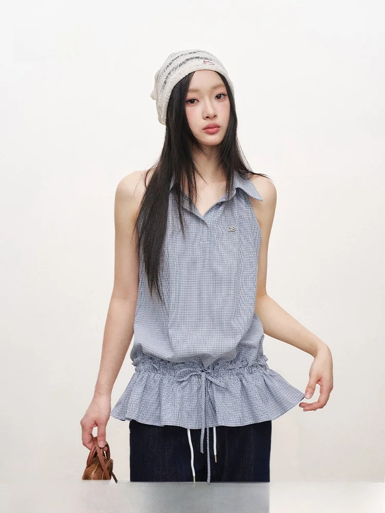 

Liilou Wang Chu Rany Salt Bubble Texture Loose Fit Dstring Svel Top with Lace Trim Commute Sle Polyester Blend
