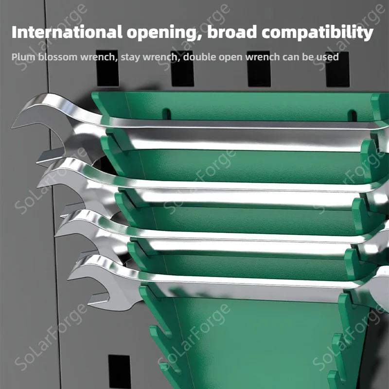 BAOLIAN 16-Slot Magnetic Wrench Organizer, Strong Magnet Plastic Rack for Open-End & Box-End Wrenches, Multipurpose Tool Rack