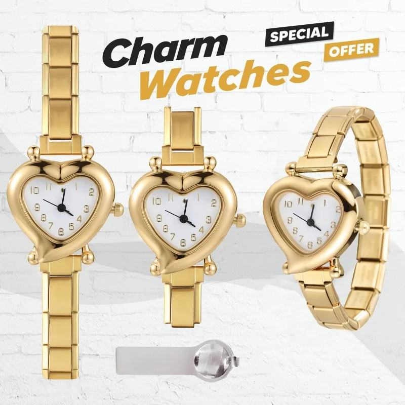 New Fashion Men Women's Stainless Steel Heart Shape Watch Bracelet Bangle for Friend Wife Birthday DIY Gift Jewelry