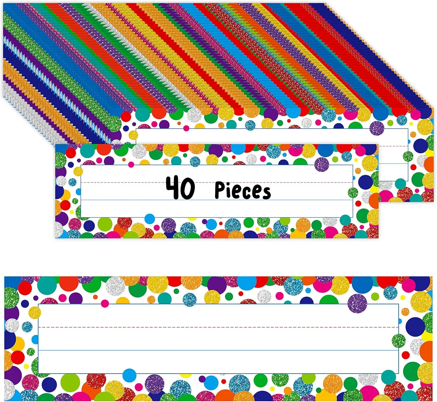 

40 Pcs Desk Nameplates with Double Sided PET Film, Erasable & Reusable Name Tags for Classroom Organization, 10 x 2.8 Inches