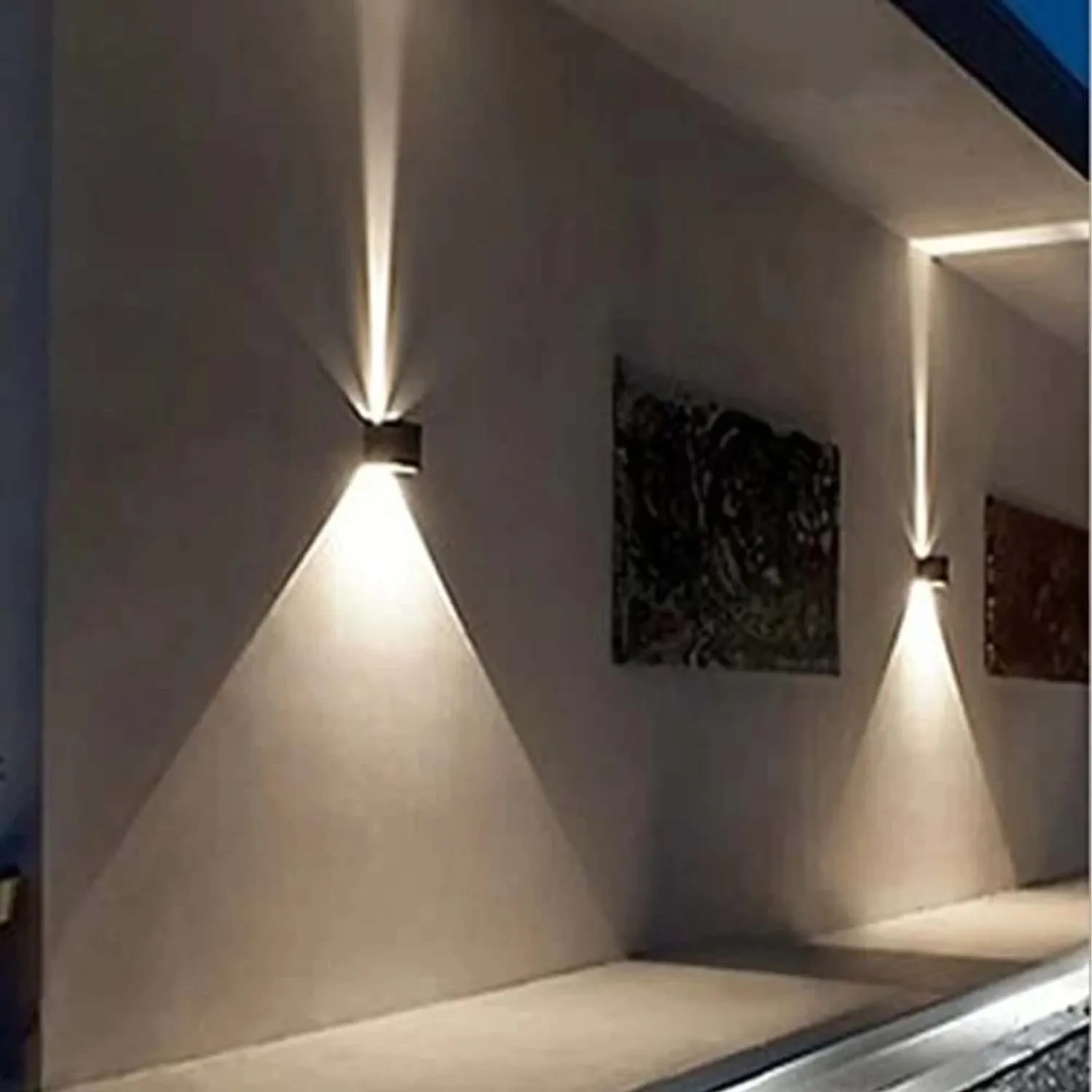 قطعتان من مصابيح الحائط السوداء، 12 وات، 2700-3500 كلفن، ضوء ملون دافئ، مصابيح حائط بزاوية شعاع قابلة للتعديل للفناء #4