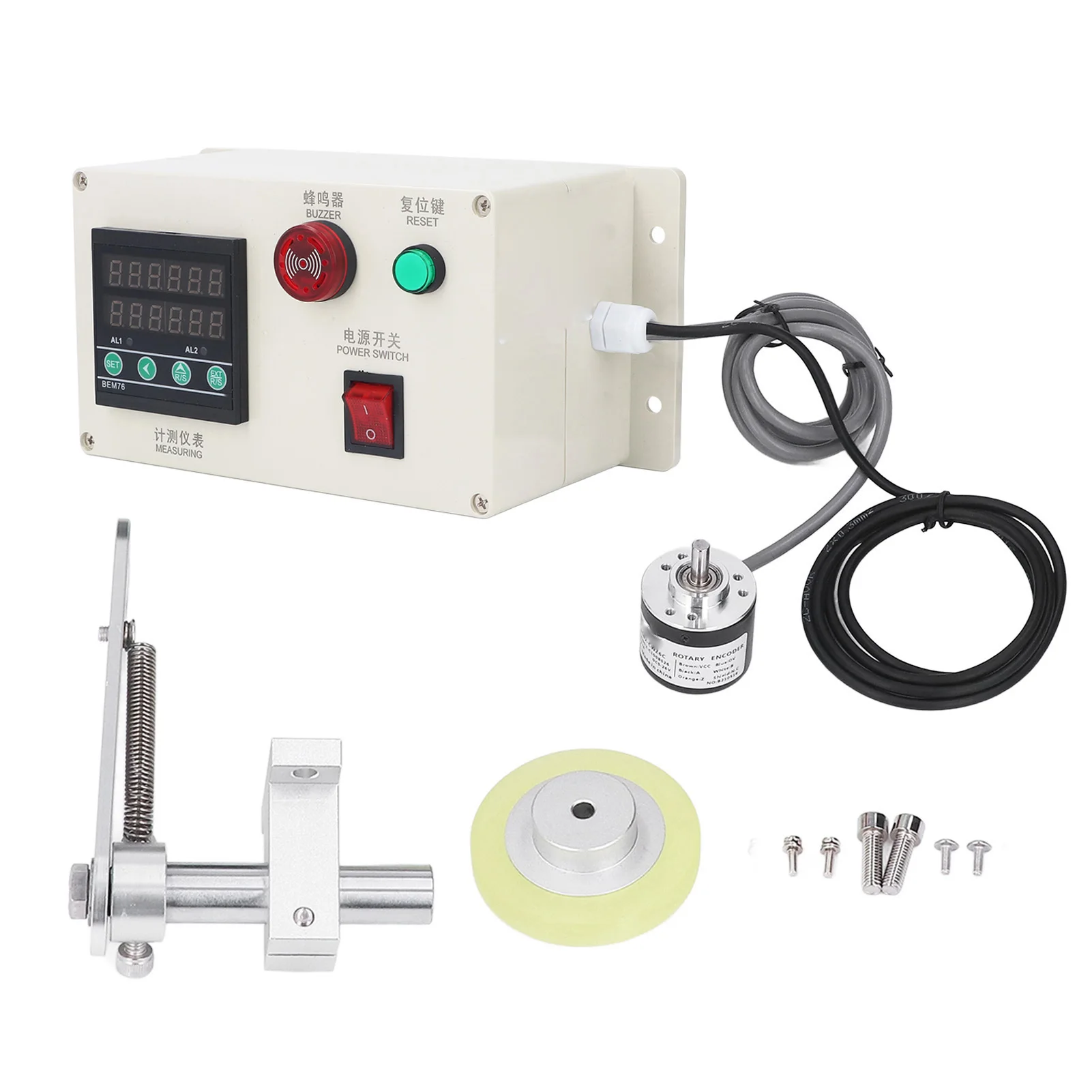 Digital Length Counter Roller Wheel Meter Digital Display 6 Digit 1‑999999 for Cloth Mechanical Length Meter