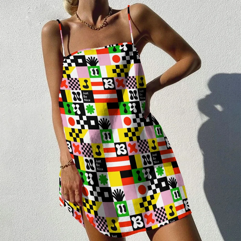 Multi-Colored Geometric & Abstract Art Dress Women's Abstract Pattern Skirt Casual Elegance Party-Ready Dress