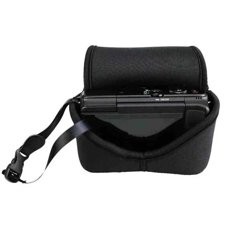Neoprene Mirrorless Black Camera Pouch Case Bag Soft Camera Pouch For Outdoor Portable Shockproof Camera Bag