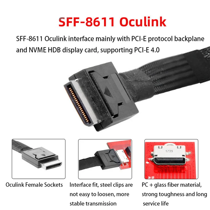 AT87-Mainboard SFF-8611 8612 NVMe M.2 SSD to PCIe 4.0 X16 Adapter Expansion Card PCIe X4 Riser Card External Graphics